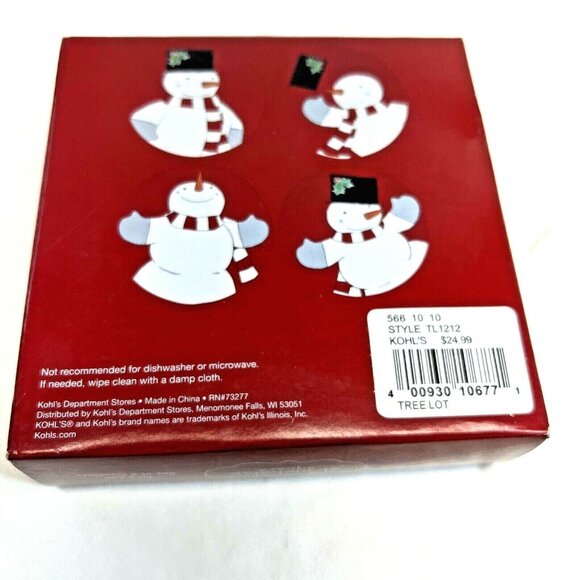 Kohls Christmas Snowmen Yuletide Set of 4 Beverage Drink Coaster - Picture 8 of 8